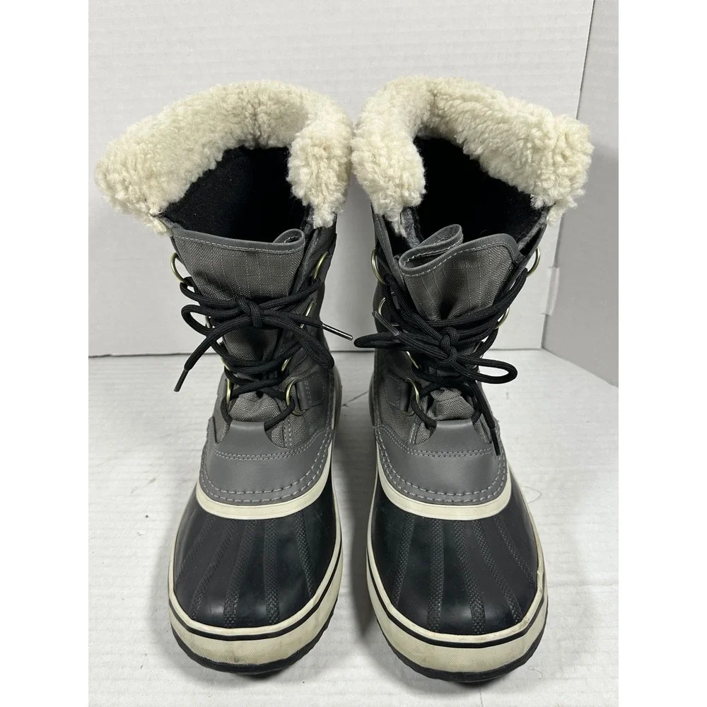 Sorel Winter Carnival Womens 9 Waterproof Snow Boots Gray Black NL1495-035